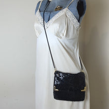 Load image into Gallery viewer, Vintage 80's Slinky Black Crossbody Purse With Art Deco Accents