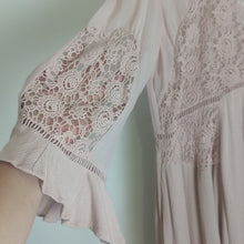 Load image into Gallery viewer, Free People Embroidered Laced Pink Rose Baby Doll Sheer Back Dress Women's M