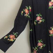 Load image into Gallery viewer, NWOT Colorful Floral Embroidered Black Semi Sheer Shirt Dress Tunic 2X