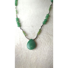 Load image into Gallery viewer, Aventurine Teardrop Pendant Necklace • Vintage Green Stone Beaded Jewelry • Boho Natural Gemstone Necklace