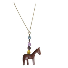 Load image into Gallery viewer, Handcrafted NWOT Wood Horse Beaded Necklace Costume Jewelry Horse Girl