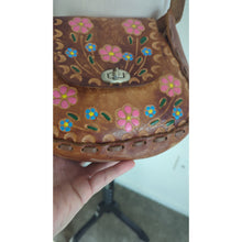Load image into Gallery viewer, Vintage Hand-Tooled Painted Crossbody Bag 70's Hippie Boho Purse