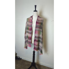 Load image into Gallery viewer, Boho Chic Meets Fairygrunge Chevron Artsy Oversized Scarf Soft with Fringe