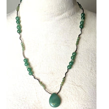 Load image into Gallery viewer, Aventurine Teardrop Pendant Necklace • Vintage Green Stone Beaded Jewelry • Boho Natural Gemstone Necklace
