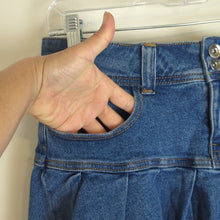 Load image into Gallery viewer, Preppy-Goth Denim Tennis Mini Skirt Pleated Pockets Size Medium