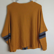 Load image into Gallery viewer, Mustard Yellow Stretch Jersey Ribbed Knit Sweater Women's Size XL