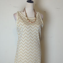 Load image into Gallery viewer, 90's Y2K Chevron Maxi Metallic Shirt Dress Sleeveless Resort Glam Size L