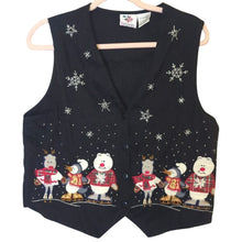 Load image into Gallery viewer, Nostalgic Vintage Winter Festival Embroidered Patchwork Holiday Vest Women's Med.