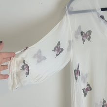 Load image into Gallery viewer, Lola Made in Italy White Butterfly Print Sheer Blouse Size Small