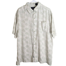 Load image into Gallery viewer, Silk & Cotton Green Palm Floral Button Up Shirt Short Sleeve Pocket Men's XL