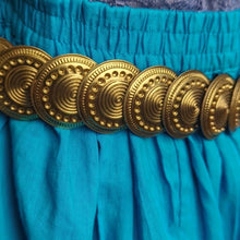 Load image into Gallery viewer, Vintage 94 GRD Coin Belt Metal Medallion Elastic Women's Size Small/Medium