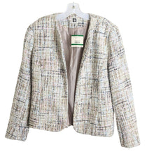 Load image into Gallery viewer, NWT Anne Klein Open Front Shimmering Sequin Tweed Jacket Pastel Women's Size L