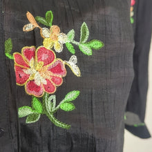 Load image into Gallery viewer, NWOT Colorful Floral Embroidered Black Semi Sheer Shirt Dress Tunic 2X