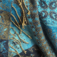 Load image into Gallery viewer, Mermaidcore Cashmere & Silk Scarf Shaw Wrap Fringe Extra Wide