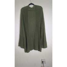 Load image into Gallery viewer, Autumn Green Long Line Slouchy Cardigan Ladder Knit Wide Sleeves Women's L