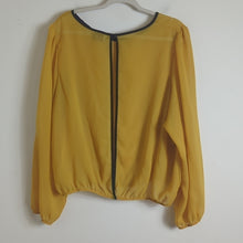 Load image into Gallery viewer, Mustard Yellow Pop-Over Sheer Blouse Peekaboo Back Mustard Yellow