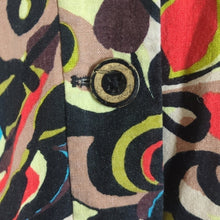 Load image into Gallery viewer, Retro Funky Artsy Button up Linen Blend Cropped Blazer Women's Size Large
