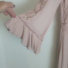 Load image into Gallery viewer, Free People Embroidered Laced Pink Rose Baby Doll Sheer Back Dress Women's M