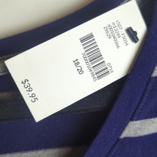 Load image into Gallery viewer, Lane Bryant Blue & Silver Striped 3/4 Sleeve Modal Tunic Women's Size 18/20