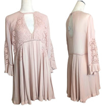 Load image into Gallery viewer, Free People Embroidered Laced Pink Rose Baby Doll Sheer Back Dress Women's M
