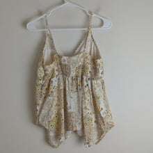 Load image into Gallery viewer, Y2K Baby Doll Top With Handkerchief Hemline Patchwork Print Smocked Large(11-13)