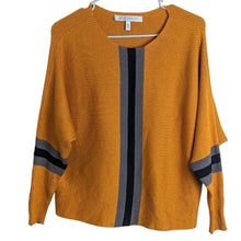 Load image into Gallery viewer, Mustard Yellow Stretch Jersey Ribbed Knit Sweater Women's Size XL