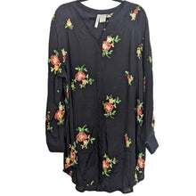 Load image into Gallery viewer, NWOT Colorful Floral Embroidered Black Semi Sheer Shirt Dress Tunic 2X