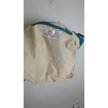 Load image into Gallery viewer, Large Turquoise Big Buddha Tan Canvas Floral Patchwork Tote Shoulder Bag