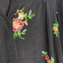 Load image into Gallery viewer, NWOT Colorful Floral Embroidered Black Semi Sheer Shirt Dress Tunic 2X