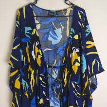 Load image into Gallery viewer, Costal Grandma Tropical Resortwear Maxi Tie Front Cardigan Coverup Women's 2X