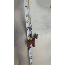 Load image into Gallery viewer, Handcrafted NWOT Wood Horse Beaded Necklace Costume Jewelry Horse Girl
