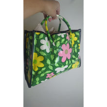 Load image into Gallery viewer, Vintage 70's Hippie Floral Vinyl Tote Bag Handbag Medium