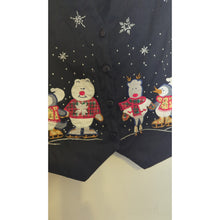 Load image into Gallery viewer, Nostalgic Vintage Winter Festival Embroidered Patchwork Holiday Vest Women's Med.
