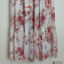 Load image into Gallery viewer, Maxi Floral Semi-Sheer Boho Chic Ruffled Smocked Dress Women's Size 6