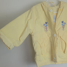 Load image into Gallery viewer, Vintage Hooded Jacket with Floral Embroidery & Buttons Checkered Lined Girls 4T