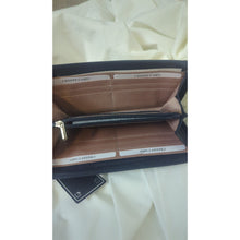 Load image into Gallery viewer, NWT Textured Black Leather RFID Data Safe Wallet Pink Interior