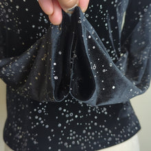Load image into Gallery viewer, Vintage 90's / Y2K Black Velvet Top Silver Shimmer Women's MP