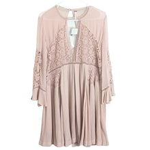 Load image into Gallery viewer, Free People Embroidered Laced Pink Rose Baby Doll Sheer Back Dress Women's M