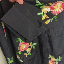 Load image into Gallery viewer, NWOT Colorful Floral Embroidered Black Semi Sheer Shirt Dress Tunic 2X