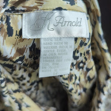 Load image into Gallery viewer, Vintage Boho Silk Animal Print Blouse Women's Medium Oversized