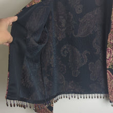 Load image into Gallery viewer, Whimsigoth Cardigan/Jacket Floral Paisley Animal Print Background Jewel Tasseled