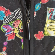 Load image into Gallery viewer, Vintage Quilted Stitched Art to Wear Zip-up Jacket Floral Stationary Women's Sma…