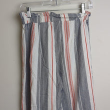 Load image into Gallery viewer, Beachy Loungwear Linen Blend Wide Leg Pull on Striped Capris Small