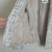 Load image into Gallery viewer, NWT Anne Klein Open Front Shimmering Sequin Tweed Jacket Pastel Women's Size L