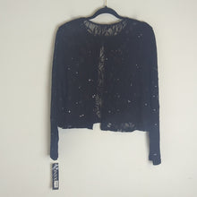 Load image into Gallery viewer, Vintage USA Dead Stock 90s /Y2K Black Lace Sequence Cropped Cardigan Size XL