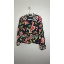 Load image into Gallery viewer, Boho Chic Button Down Cropped Blazer Cheetah & Bright Floral Print Women's L