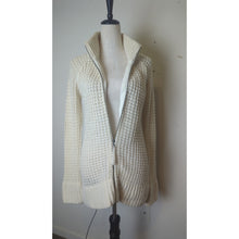 Load image into Gallery viewer, Ski Lodge Minimalist Cozy Waffle Knit Zip Wool Blend Cardigan Women's M*