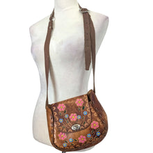 Load image into Gallery viewer, Vintage Hand-Tooled Painted Crossbody Bag 70's Hippie Boho Purse