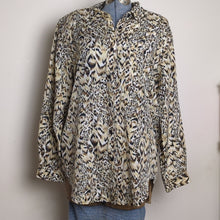 Load image into Gallery viewer, Vintage Boho Silk Animal Print Blouse Women's Medium Oversized