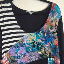 Load image into Gallery viewer, Patchwork Art to Wear Stretch Asymmetrical Pull-Over Tunic Women Size Large